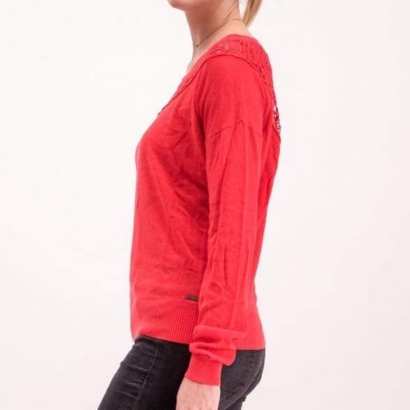 New GUESS CROCHET LACE DETAIL SWEATER SZ S - Picture 2 of 4